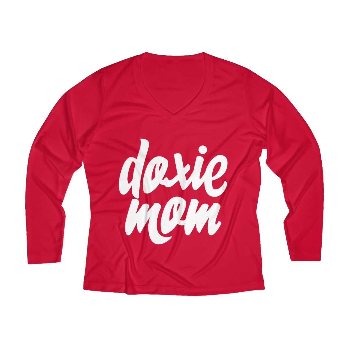 Doxie Mom Women's Long Sleeve Performance V-neck Tee for Dachshund Lovers - Happy Tails