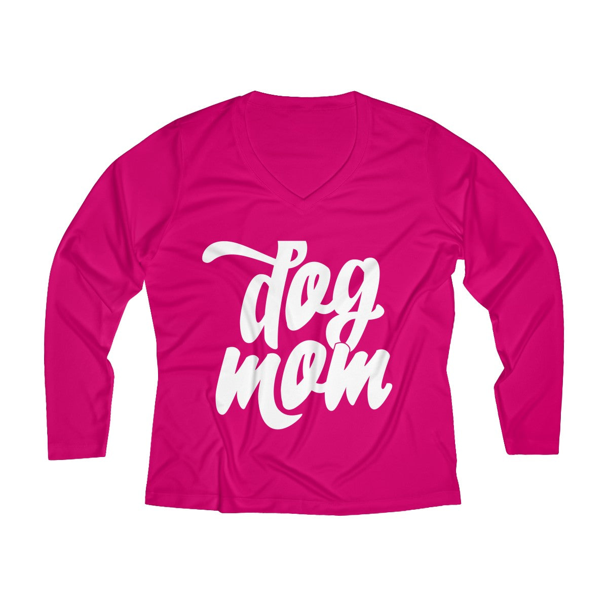 Dog Mom Women's Long Sleeve Performance V-neck Tee - Happy Tails