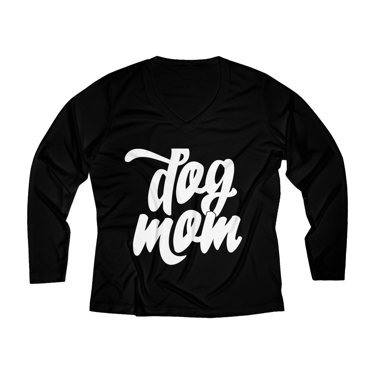 Dog Mom Women's Long Sleeve Performance V-neck Tee - Happy Tails