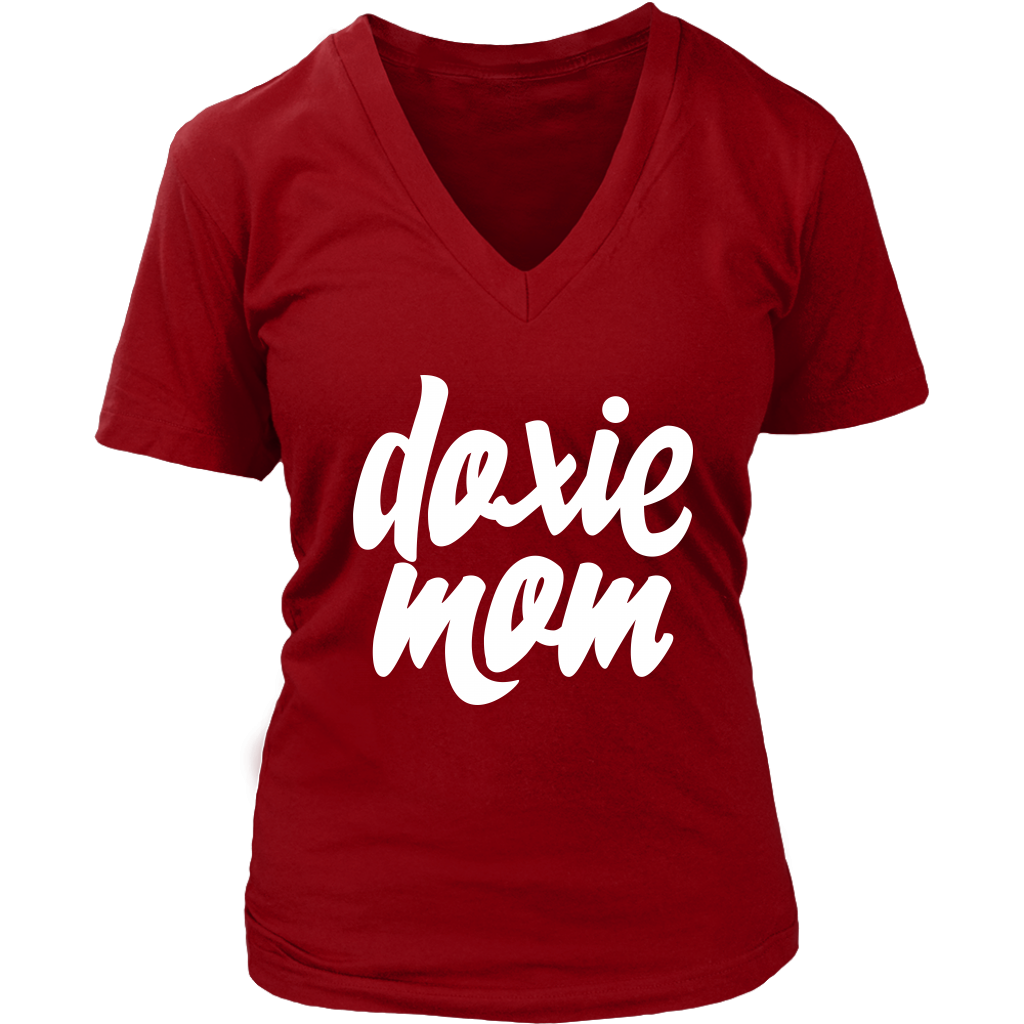 Doxie Mom Women's V-Neck Tee for Dachshund Lovers - Happy Tails