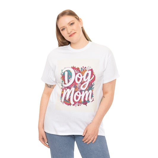 Dog Mom Unisex Floral Cotton Tee - Happy Tails