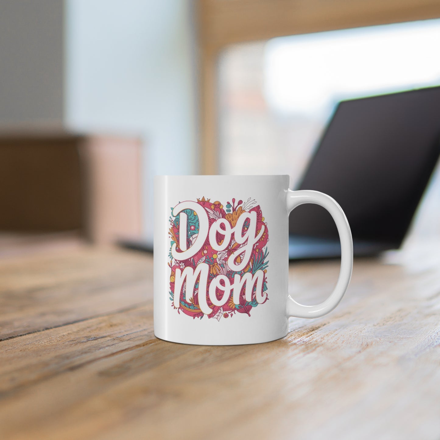 Dog Mom Mug — Floral 11oz Coffee Cup for Dog Lovers