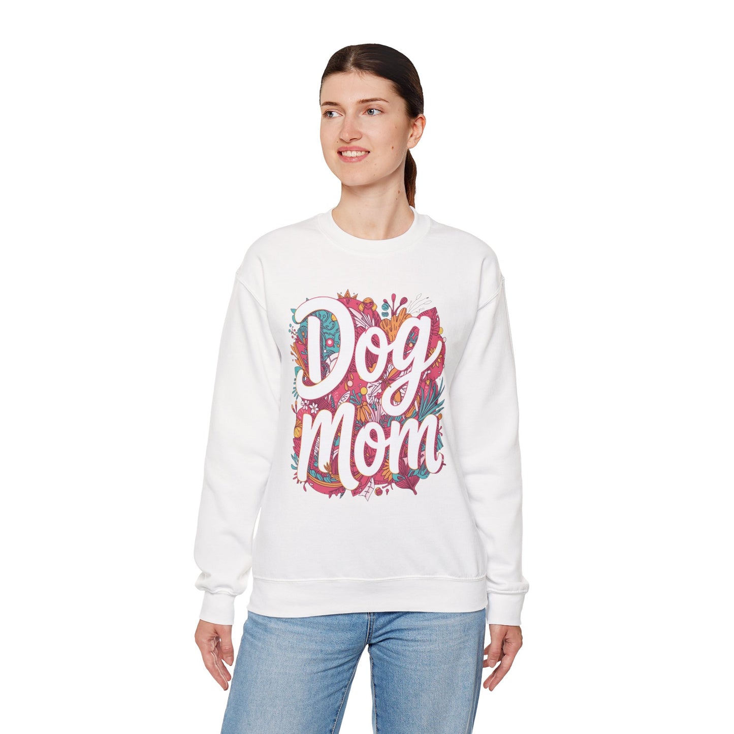 Dog Mom Sweatshirt — Floral Script Crewneck for Dog Lovers