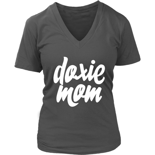 Doxie Mom Women's V-Neck Tee for Dachshund Lovers - Happy Tails