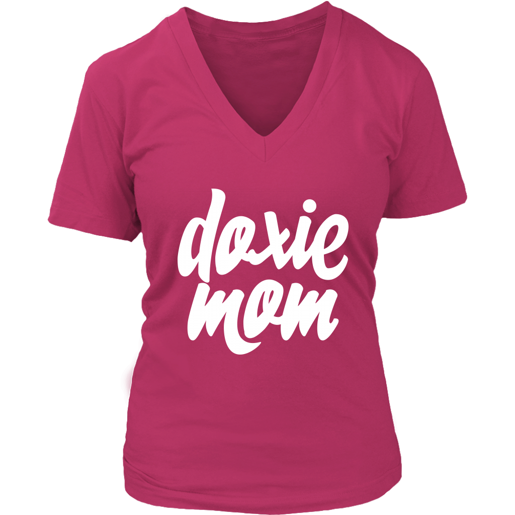 Doxie Mom Women's V-Neck Tee for Dachshund Lovers - Happy Tails